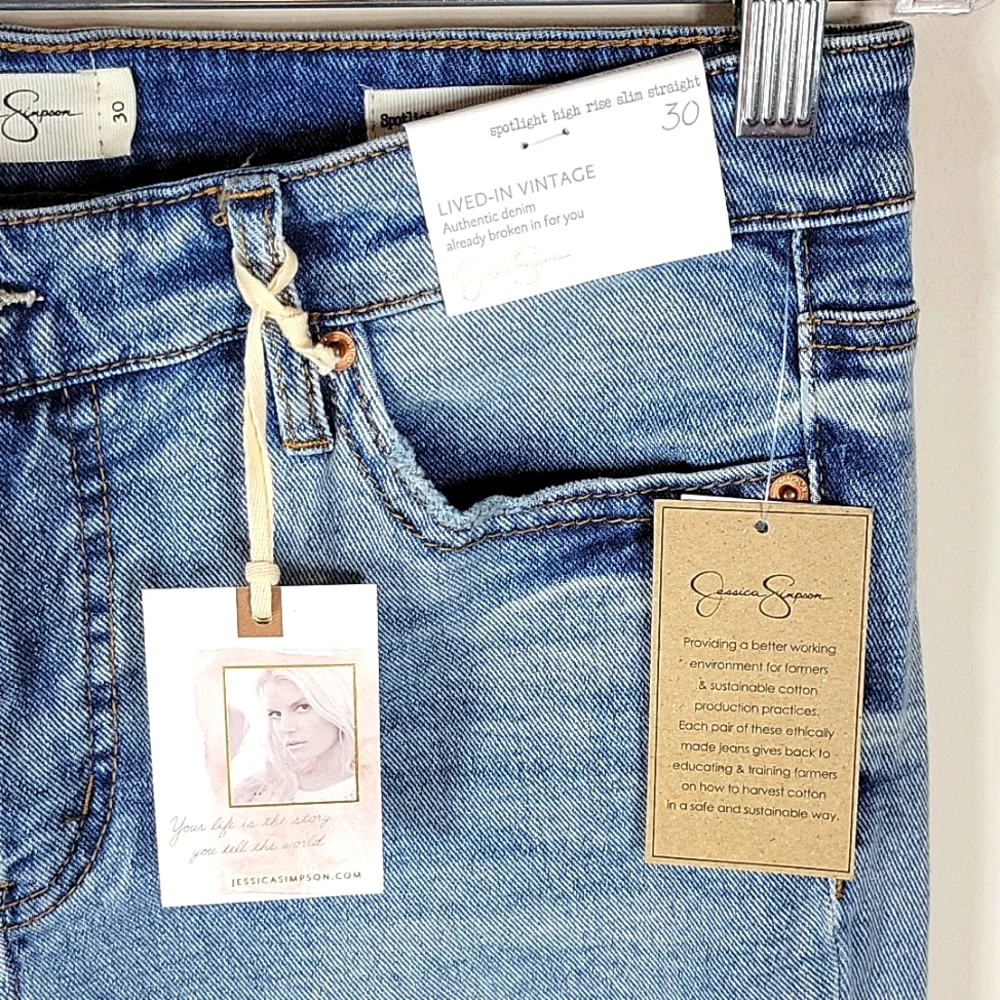 Jessica Simpson High Rise Slim Straight Lived-In Vintage Jeans Sz 30 NWT - Picture 7 of 9